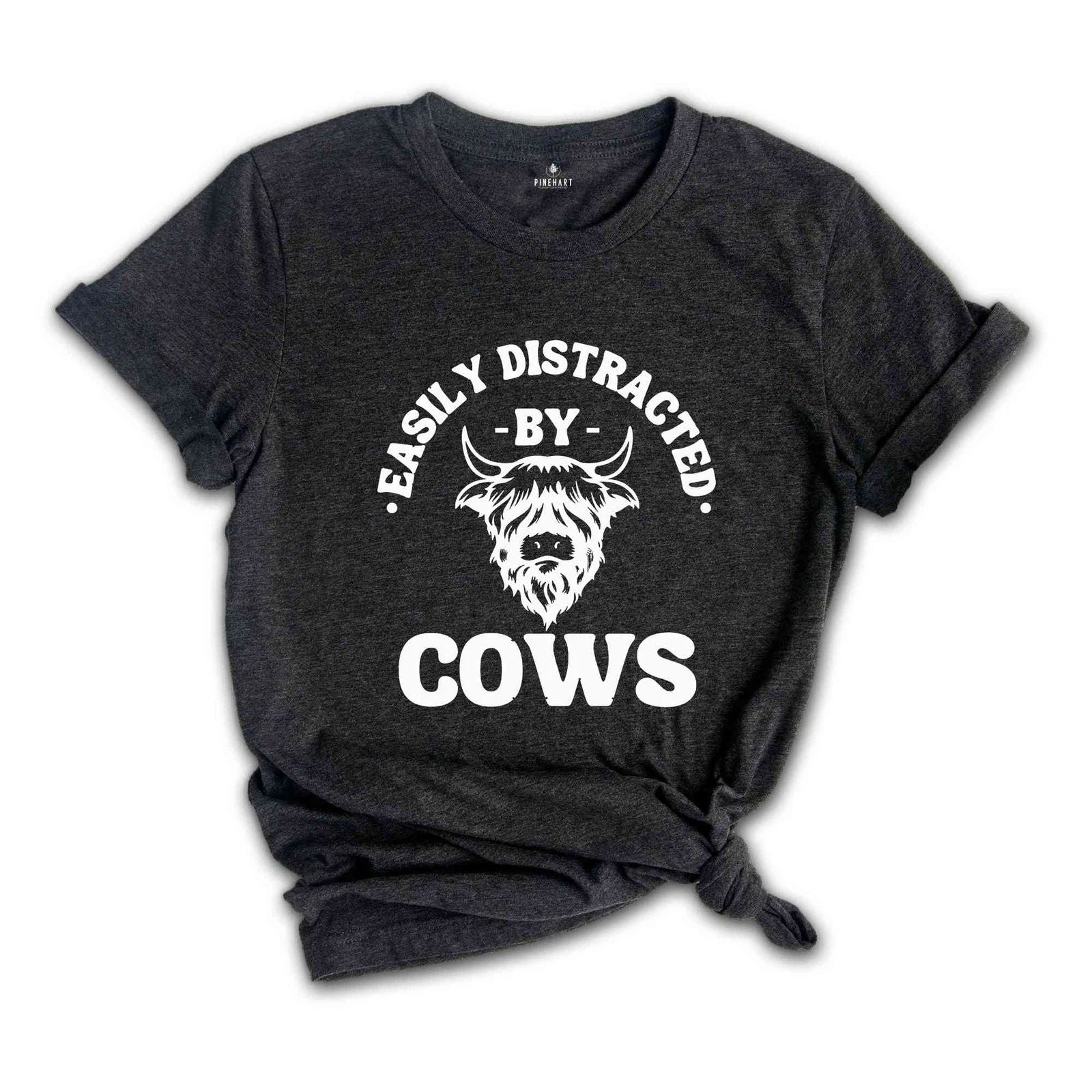 Easily Distracted By Cows T-shirt, Cow T-shirt, Animal Lover T-shirt, Cute Cow T Unisex T-shirt, Sweatshirt, Hoodie, Long Sleeve Tee - T-Shirt, Sweatshirt, Hoodie