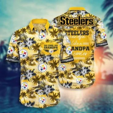 Steelers Cool Grandpa Tropical Hawaiian Shirt Unisex T-shirt, Sweatshirt, Hoodie, Long Sleeve Tee - T-Shirt, Sweatshirt, Hoodie
