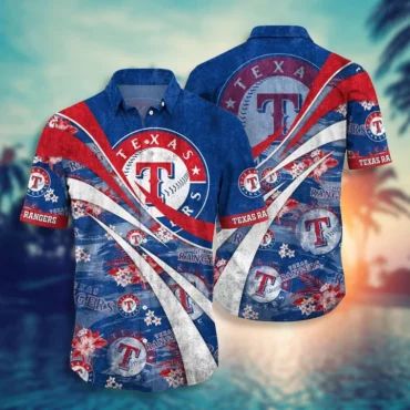 Texas Rangers Red Wave Aloha Shirt Unisex T-shirt, Sweatshirt, Hoodie, Long Sleeve Tee - T-Shirt, Sweatshirt, Hoodie