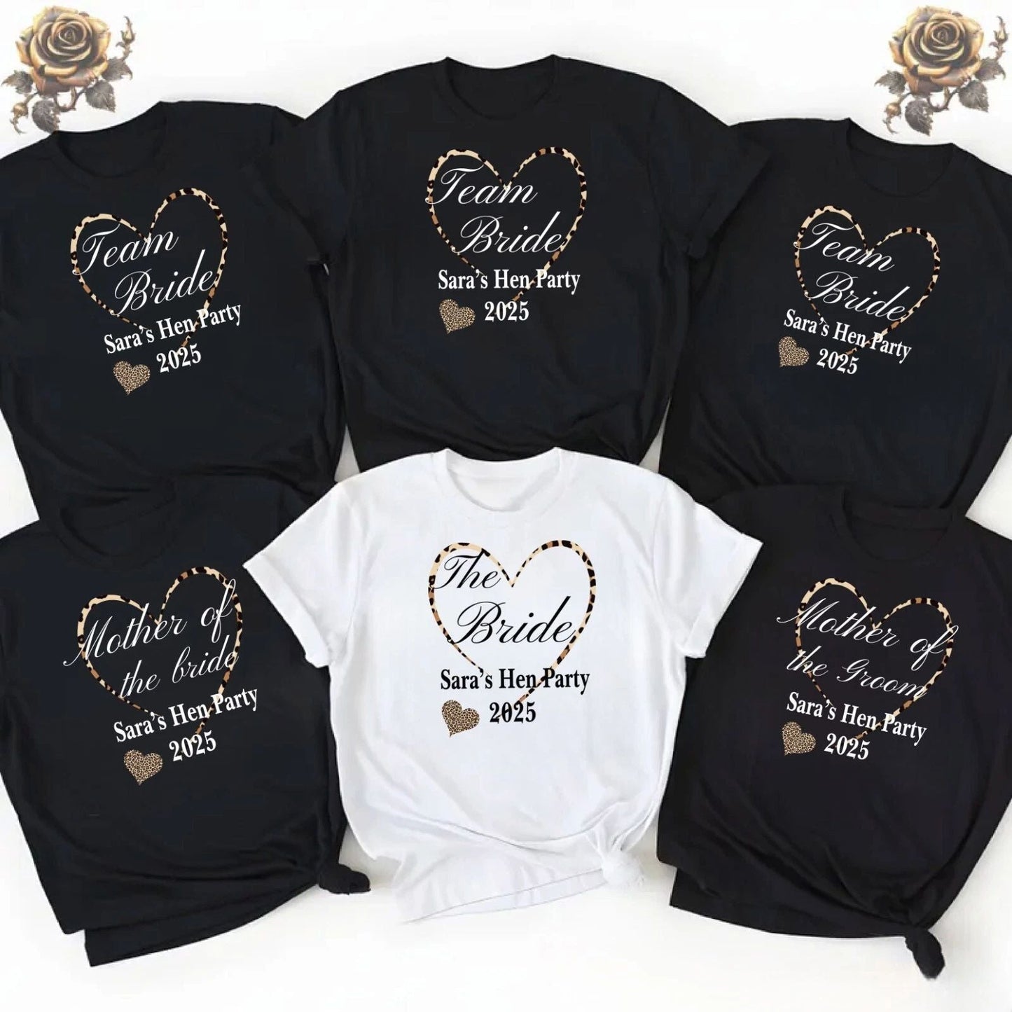 Personalised Hen Party T Shirts, Team Bride Group T Shirt ,Leopard Hen party Unisex T-shirt, Sweatshirt, Hoodie, Long Sleeve Tee - T-Shirt, Sweatshirt, Hoodie