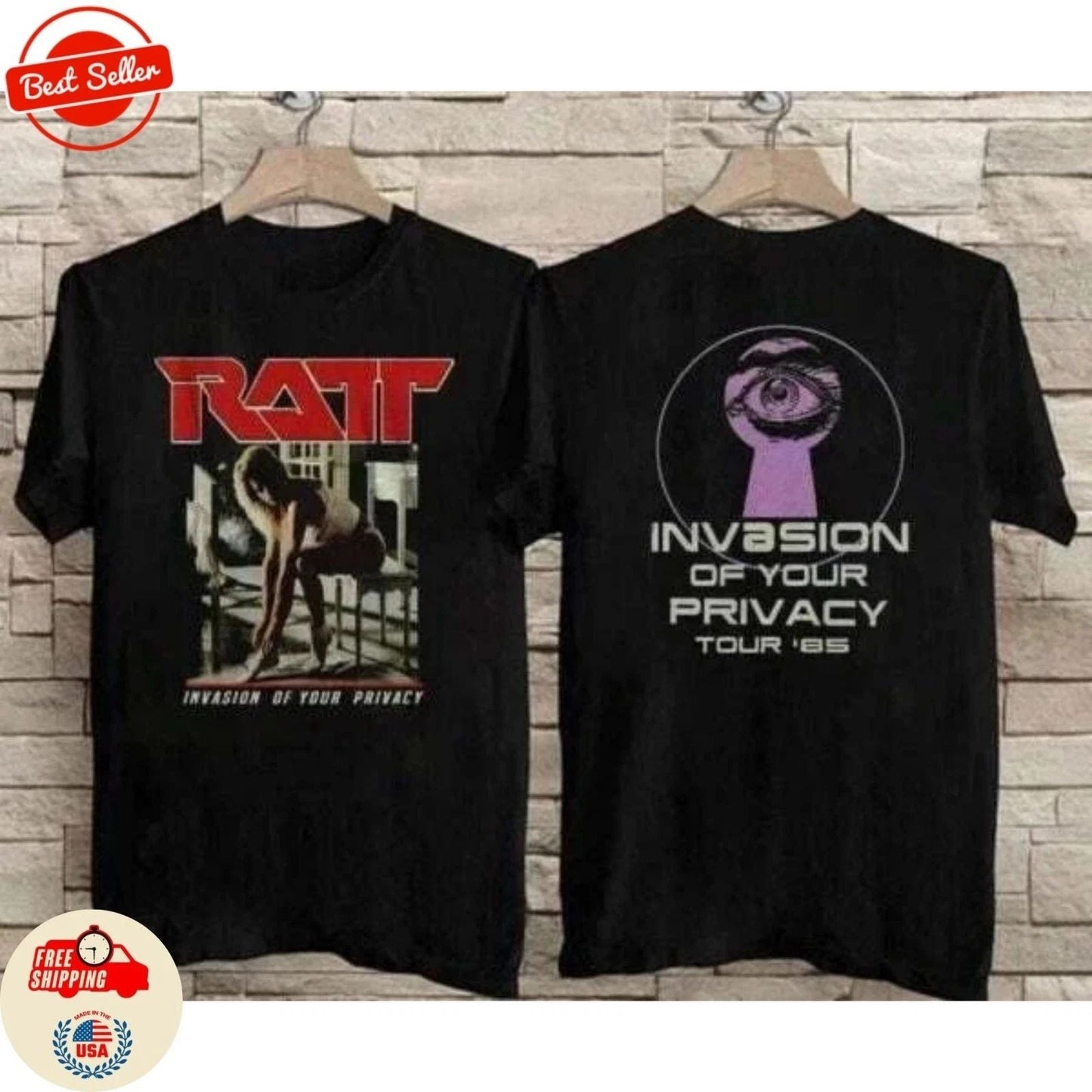 2 Sided RATT Invasion of Your Privacy Tour 85 T-Shirt All Size Unisex T-shirt, Sweatshirt, Hoodie, Long Sleeve Tee - T-Shirt, Sweatshirt, Hoodie