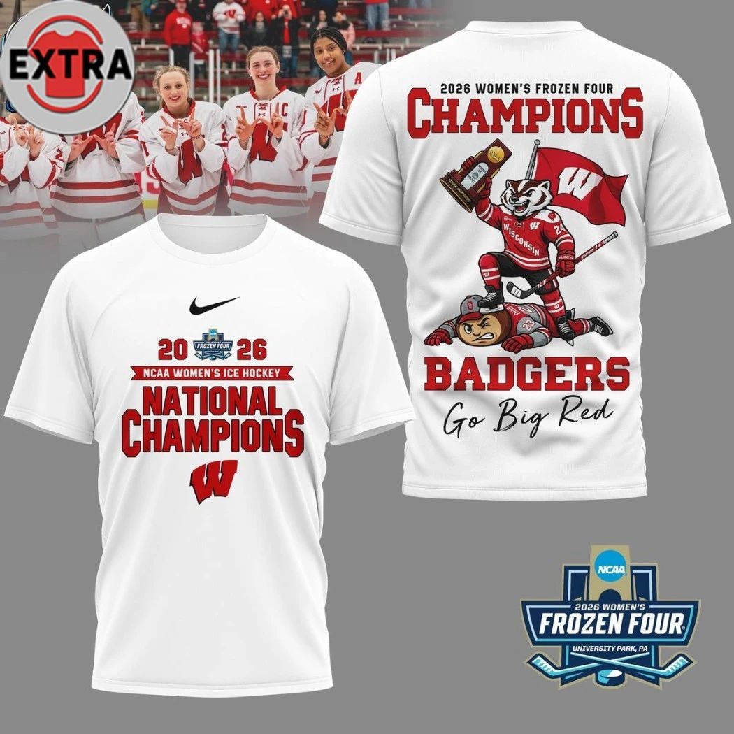 Wisconsin Badgers NCAA Womens Ice Hockey National Champions 2026 Shirt Unisex T-shirt, Sweatshirt, Hoodie, Long Sleeve Tee - T-Shirt, Sweatshirt, Hoodie