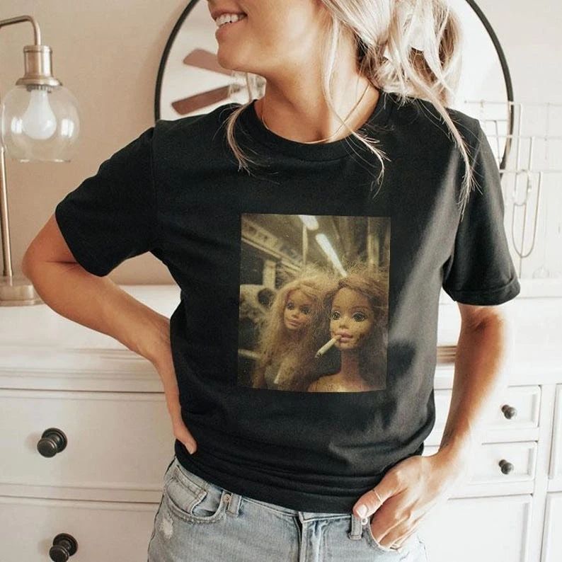 Funny distressed doll smoking tshirt Unisex T-shirt, Sweatshirt, Hoodie, Long Sleeve Tee - T-Shirt, Sweatshirt, Hoodie