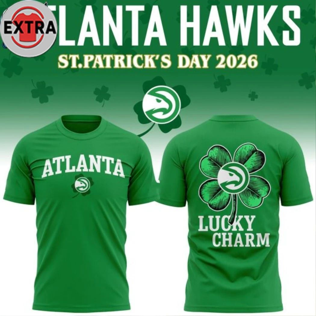 Atlanta Hawks St. Patricks Day 2026 Logo Two Sided Shirt Unisex T-shirt, Sweatshirt, Hoodie, Long Sleeve Tee - T-Shirt, Sweatshirt, Hoodie