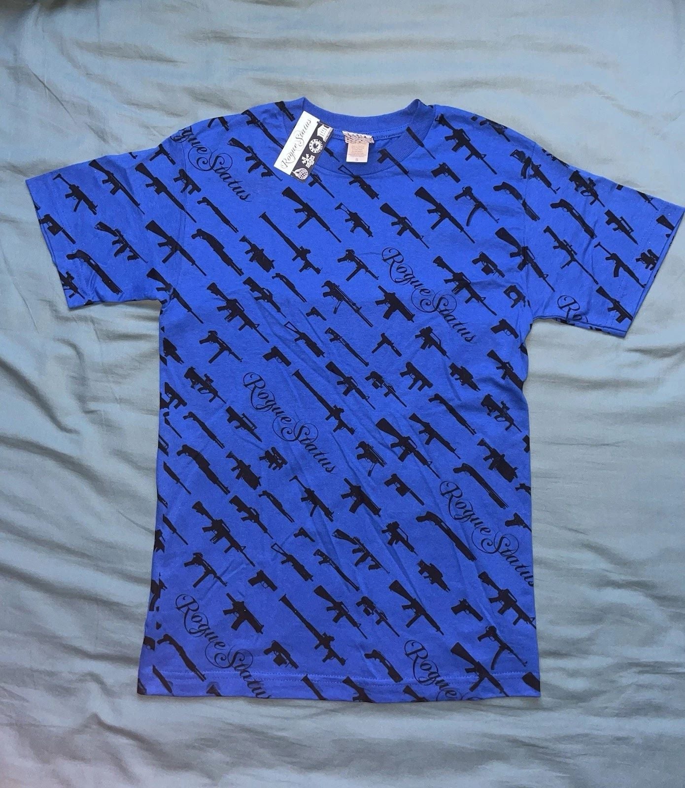 Vintage Rogue Status Gun Show All Over Print Blue Shirt Size S Unisex T-shirt, Sweatshirt, Hoodie, Long Sleeve Tee - T-Shirt, Sweatshirt, Hoodie