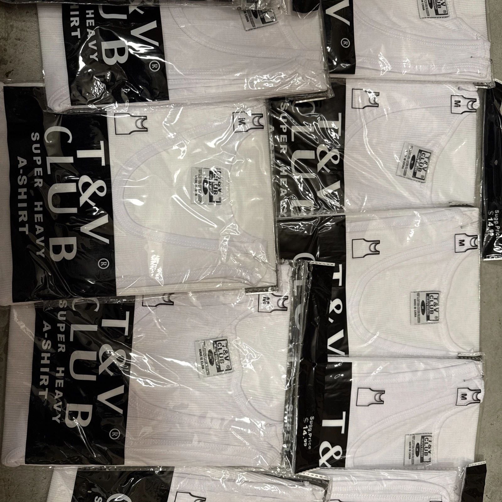 Lot Of 12 White/black Medium A-Shirt/ Tang Top Special,Last Of Inventory Unisex T-shirt, Sweatshirt, Hoodie, Long Sleeve Tee - T-Shirt, Sweatshirt, Hoodie