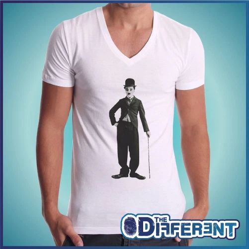 T-shirt V Neck Charlie Chaplin Cane Mustache The Happiness Is Have My-Shirt New Unisex T-shirt, Sweatshirt, Hoodie, Long Sleeve Tee - T-Shirt, Sweatshirt, Hoodie