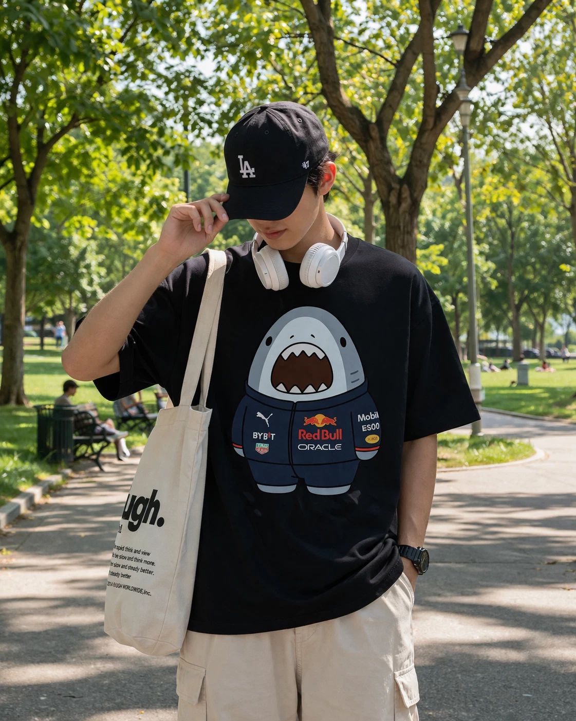 Shark Racing Graphic T Shirt Cute Streetwear Oversized Unisex Tee Casual Unisex T-shirt, Sweatshirt, Hoodie, Long Sleeve Tee - T-Shirt, Sweatshirt, Hoodie