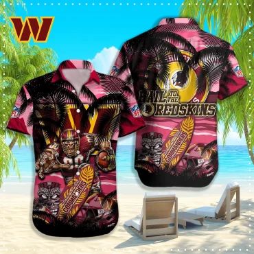 Washington Commanders Tiki Surf Paradise Hawaiian Shirt Unisex T-shirt, Sweatshirt, Hoodie, Long Sleeve Tee - T-Shirt, Sweatshirt, Hoodie
