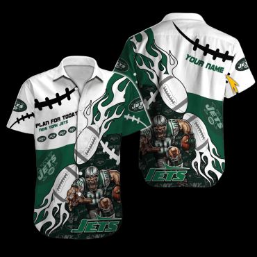 Personalized New York Jets Fiery Football Hawaiian Shirt Unisex T-shirt, Sweatshirt, Hoodie, Long Sleeve Tee - T-Shirt, Sweatshirt, Hoodie