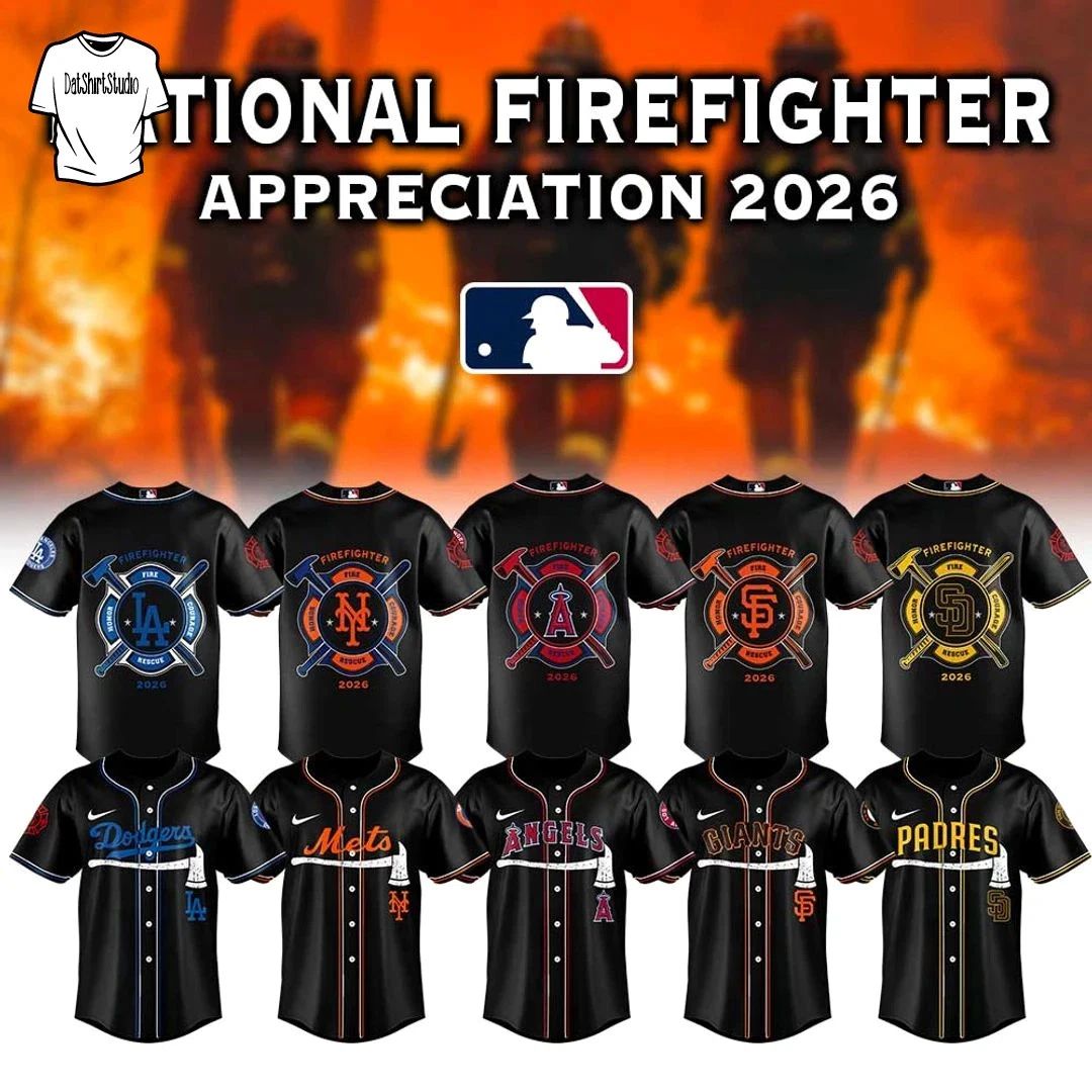 Custom All Baseball Team x National Firefighter Appreciation 2026 Jersey Shirt Unisex T-shirt, Sweatshirt, Hoodie, Long Sleeve Tee - T-Shirt, Sweatshirt, Hoodie