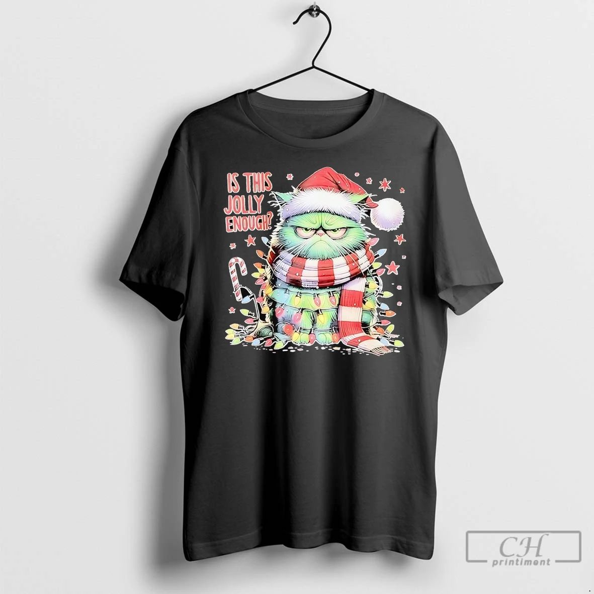 Premium Cat Is This Jolly Enough Christmas Unisex T-shirt, Sweatshirt, Hoodie, Long Sleeve Tee - T-Shirt, Sweatshirt, Hoodie