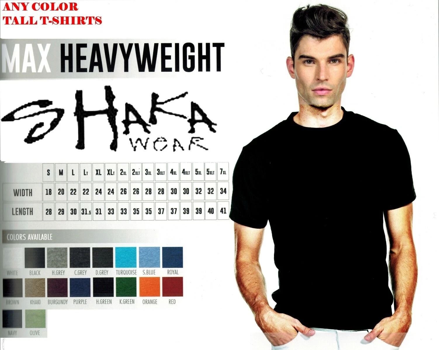 Shaka Wear Mens Max Heavyweight Short Sleeve Tall T-shirt Any Color  Plain Unisex T-shirt, Sweatshirt, Hoodie, Long Sleeve Tee - T-Shirt, Sweatshirt, Hoodie