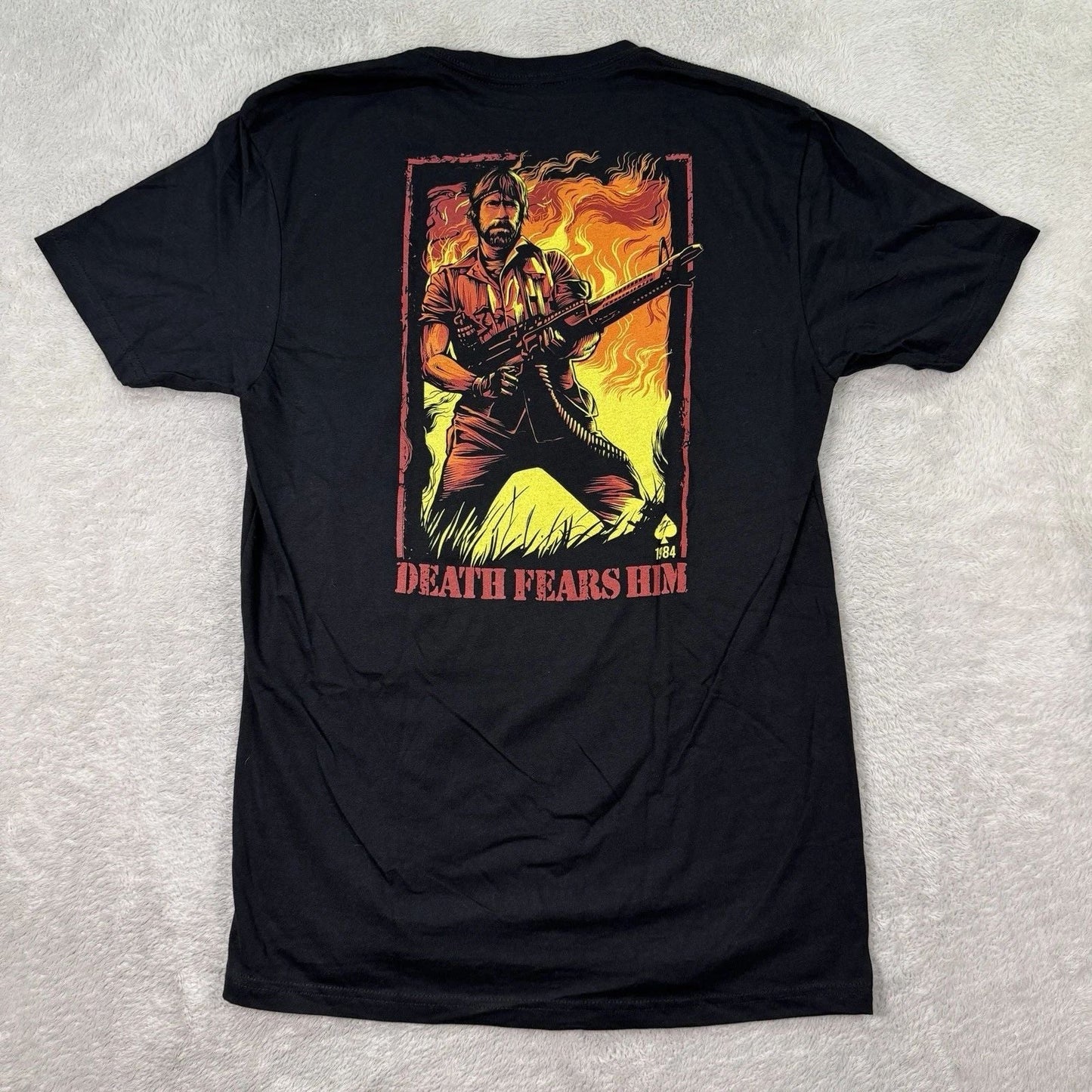 Zero Foxtrot T-Shirt Men's Medium Black Skull Chuck Norris Death Fears Him Fire Unisex T-shirt, Sweatshirt, Hoodie, Long Sleeve Tee - T-Shirt, Sweatshirt, Hoodie