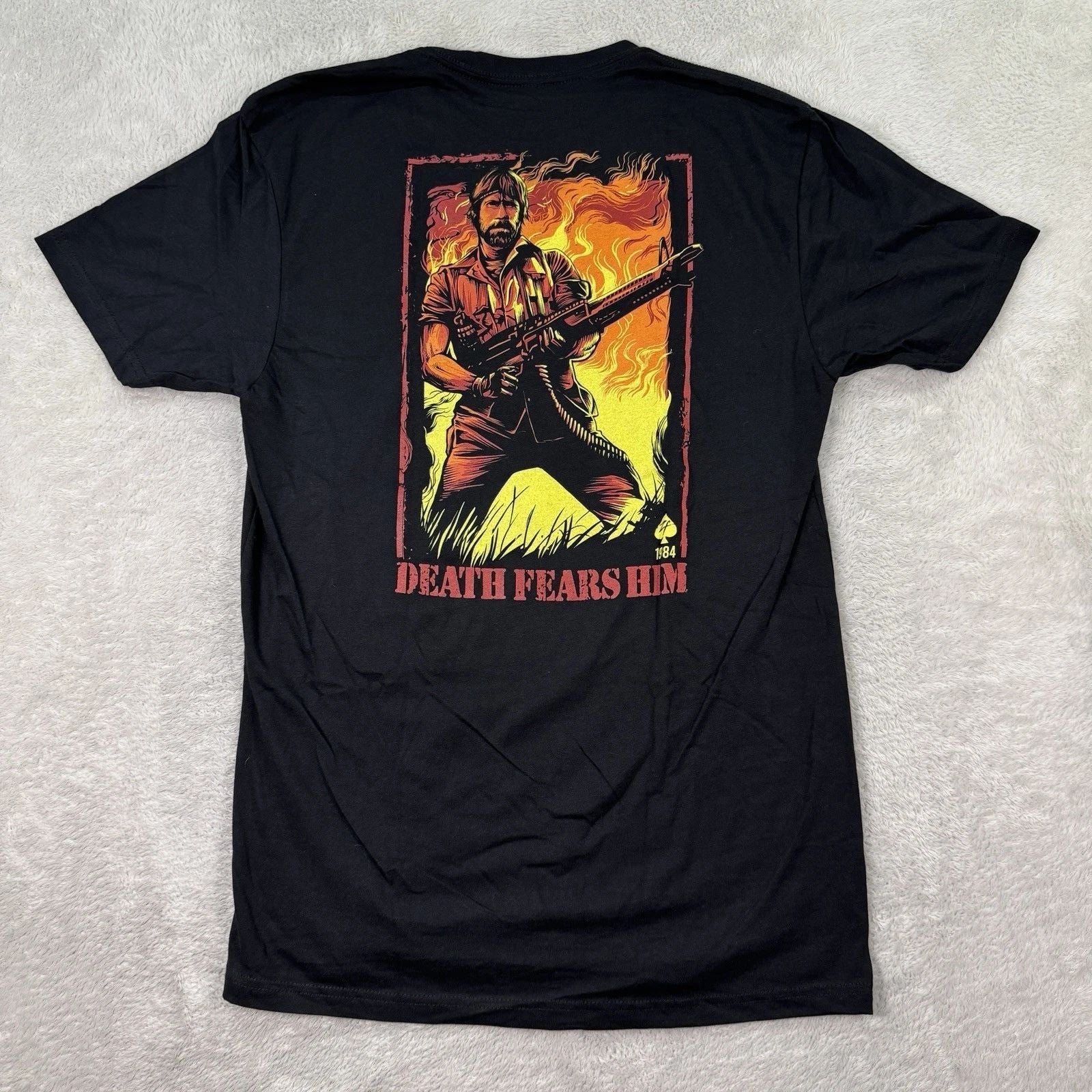 Zero Foxtrot T-Shirt Men's Medium Black Skull Chuck Norris Death Fears Him Fire Unisex T-shirt, Sweatshirt, Hoodie, Long Sleeve Tee - T-Shirt, Sweatshirt, Hoodie