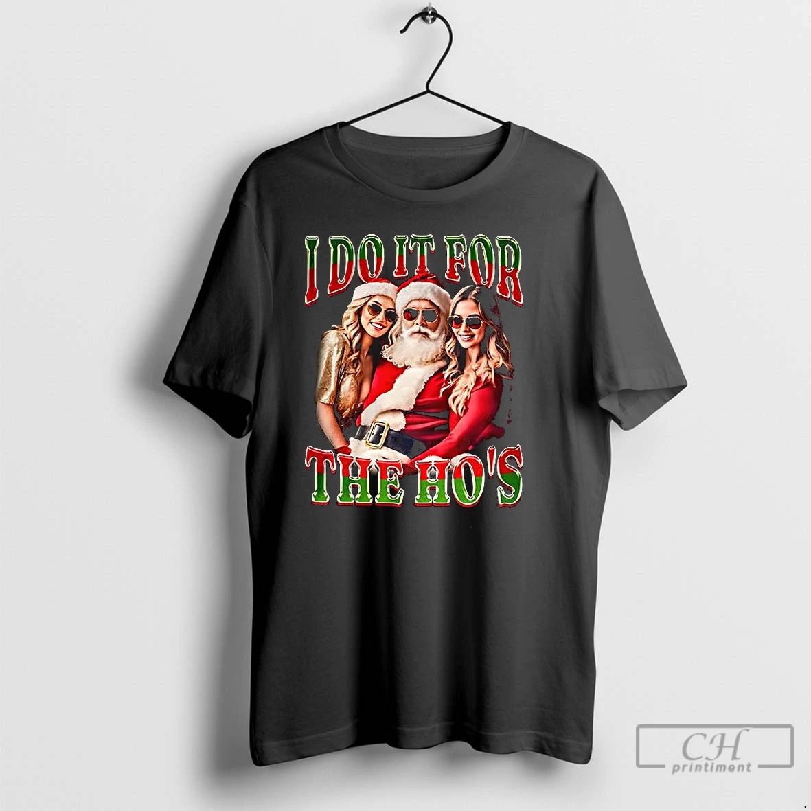 Premium Santa I Do It For The Hos Christmas T Shirts Unisex T-shirt, Sweatshirt, Hoodie, Long Sleeve Tee - T-Shirt, Sweatshirt, Hoodie