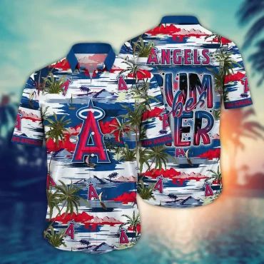 Los Angeles Angels Tropical Sunset Hawaiian Shirt Unisex T-shirt, Sweatshirt, Hoodie, Long Sleeve Tee - T-Shirt, Sweatshirt, Hoodie
