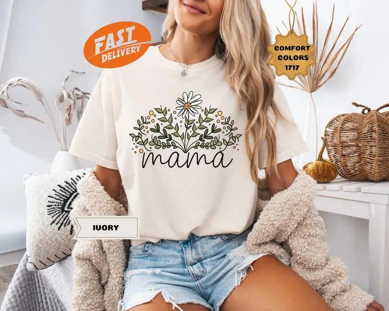 Daisy Floral Mom Comfort Tee Cute Flower Gift Shirt Unisex T-shirt, Sweatshirt, Hoodie, Long Sleeve Tee - T-Shirt, Sweatshirt, Hoodie