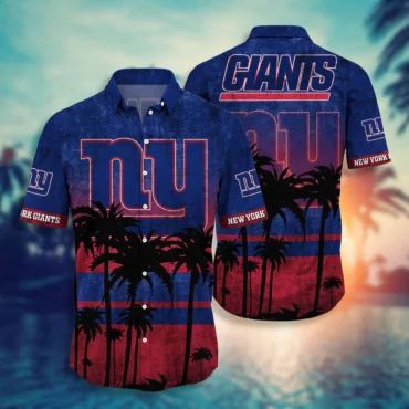 New York Giants Sunset Palms Hawaiian Shirt Unisex T-shirt, Sweatshirt, Hoodie, Long Sleeve Tee - T-Shirt, Sweatshirt, Hoodie