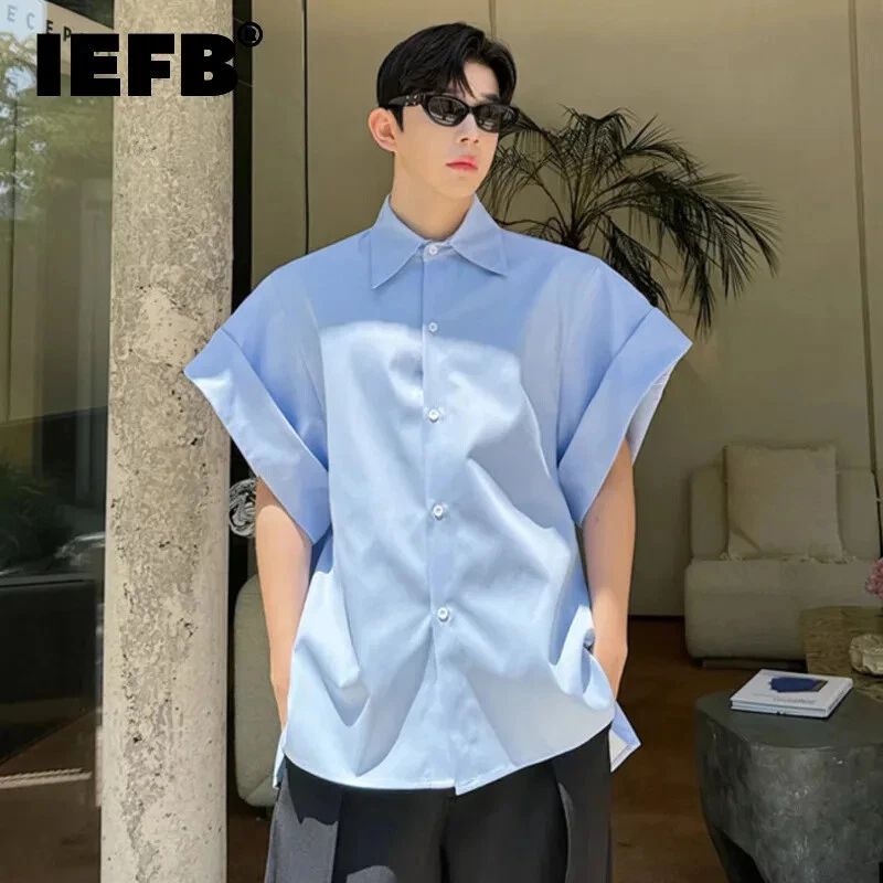 Loose Men's T-shirts Simple Lapel Signle Breasted Short Sleeve Male Casual Tops Unisex T-shirt, Sweatshirt, Hoodie, Long Sleeve Tee - T-Shirt, Sweatshirt, Hoodie