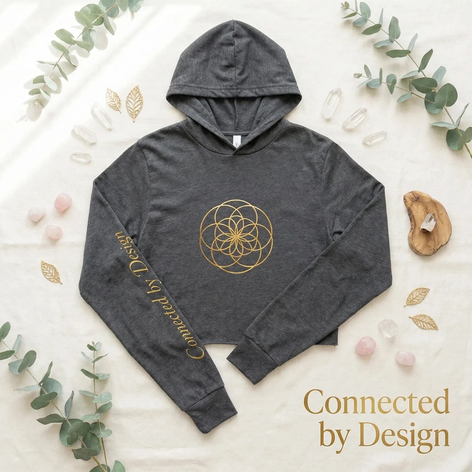 Sacred Geometry Flower of Life Hoodie tee | "Connected by Design" Unisex T-shirt, Sweatshirt, Hoodie, Long Sleeve Tee - T-Shirt, Sweatshirt, Hoodie