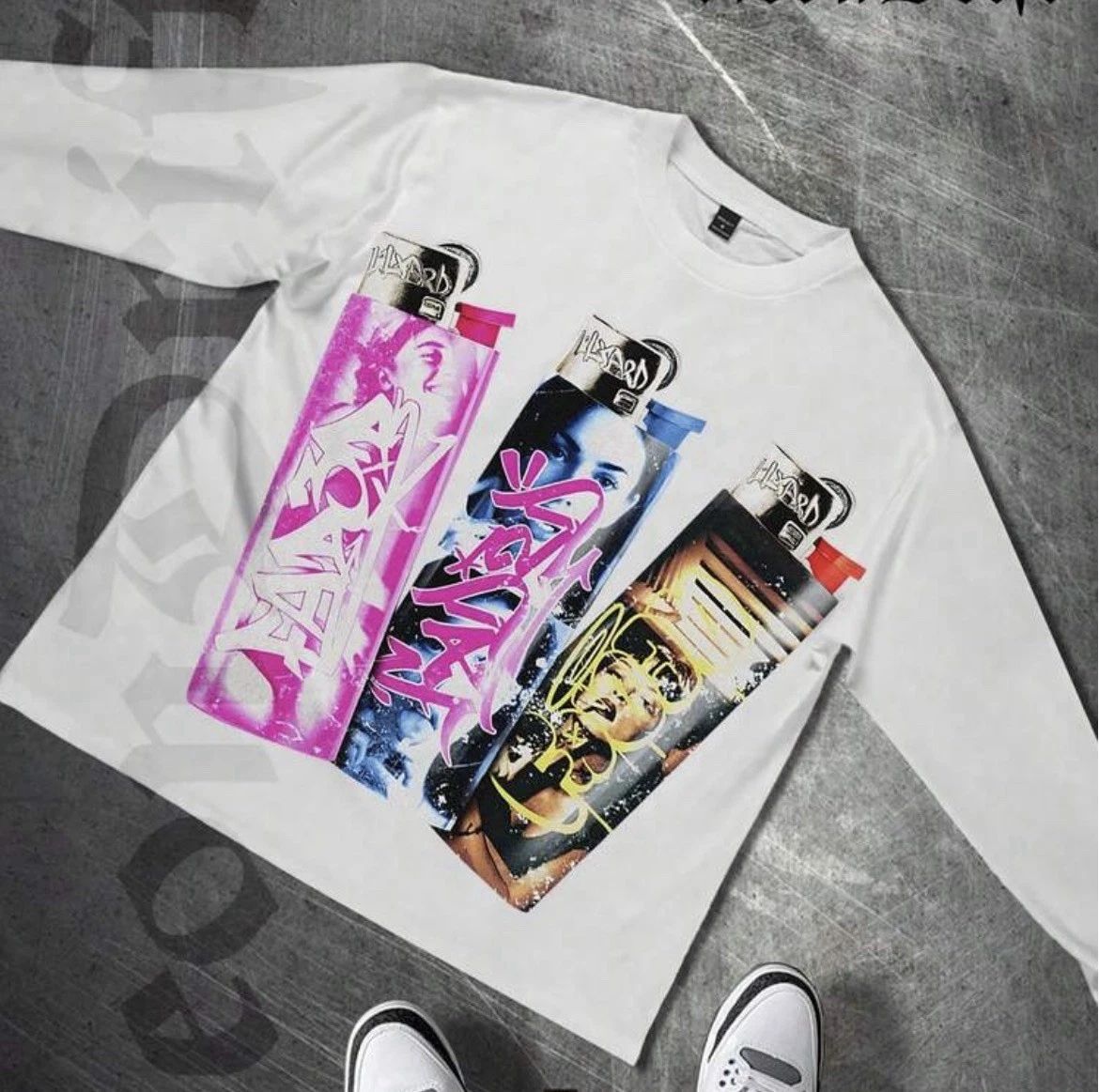 Hazard Graffiti Spray Can Graphic White Long Sleeve T-Shirt Mens Unisex T-shirt, Sweatshirt, Hoodie, Long Sleeve Tee - T-Shirt, Sweatshirt, Hoodie