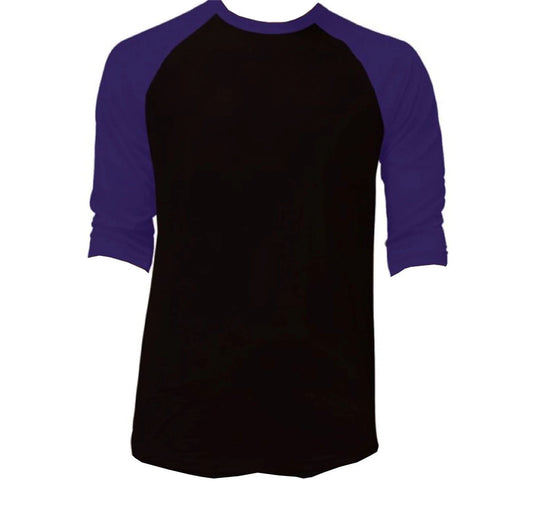 3/4 Sleeve Plain Baseball Raglan T-Shirt Tee Mens Sports Jersey Black Purple XL Unisex T-shirt, Sweatshirt, Hoodie, Long Sleeve Tee - T-Shirt, Sweatshirt, Hoodie