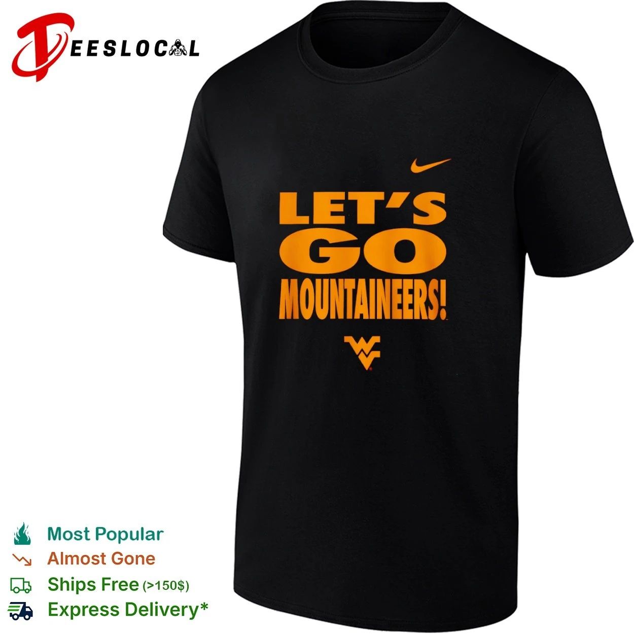 Lets Go Mountaineers West Virginia Mountaineers T-shirt Unisex T-shirt, Sweatshirt, Hoodie, Long Sleeve Tee - T-Shirt, Sweatshirt, Hoodie
