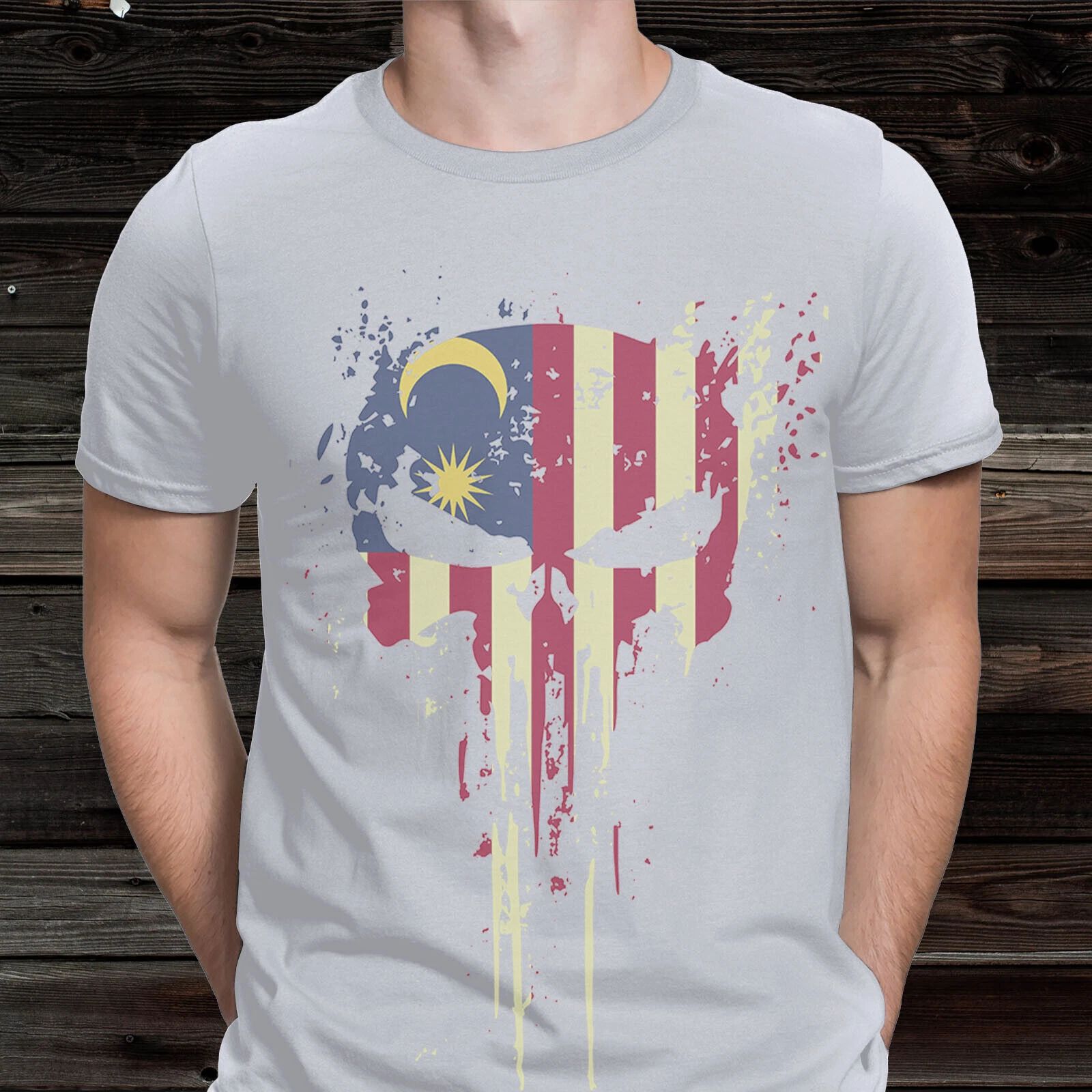 Malaysia Skull Flag Ride On Motorbike Ride Forever Biker Mens T-shirt #B Unisex T-shirt, Sweatshirt, Hoodie, Long Sleeve Tee - T-Shirt, Sweatshirt, Hoodie