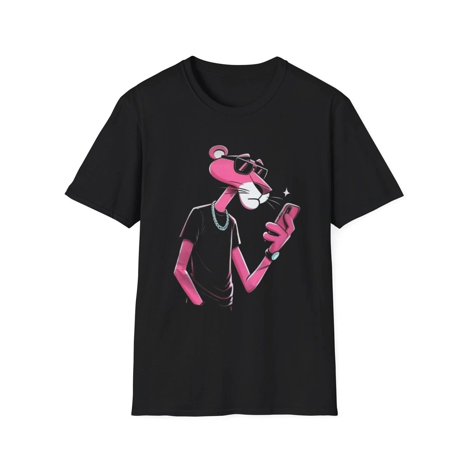 Pink Panther Unisex T-Shirt Softstyle Character Shirt for Him and Her, Unisex T-shirt, Sweatshirt, Hoodie, Long Sleeve Tee - T-Shirt, Sweatshirt, Hoodie