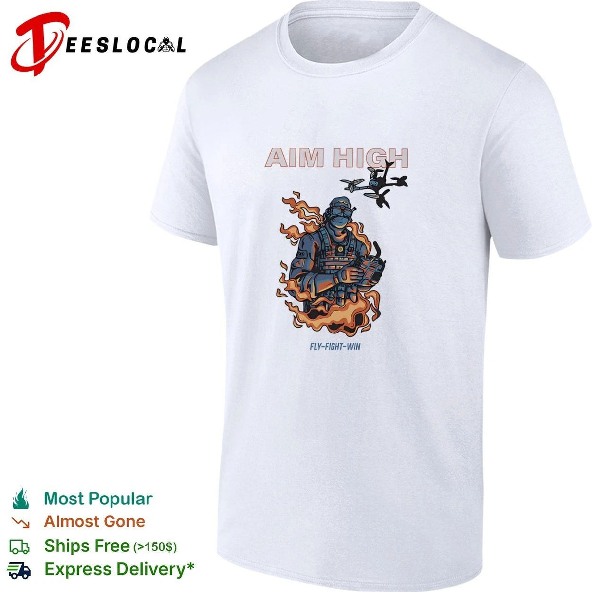 Aim High Fly-Fight-Win Drone Pilot fpv T-shirt Unisex T-shirt, Sweatshirt, Hoodie, Long Sleeve Tee - T-Shirt, Sweatshirt, Hoodie