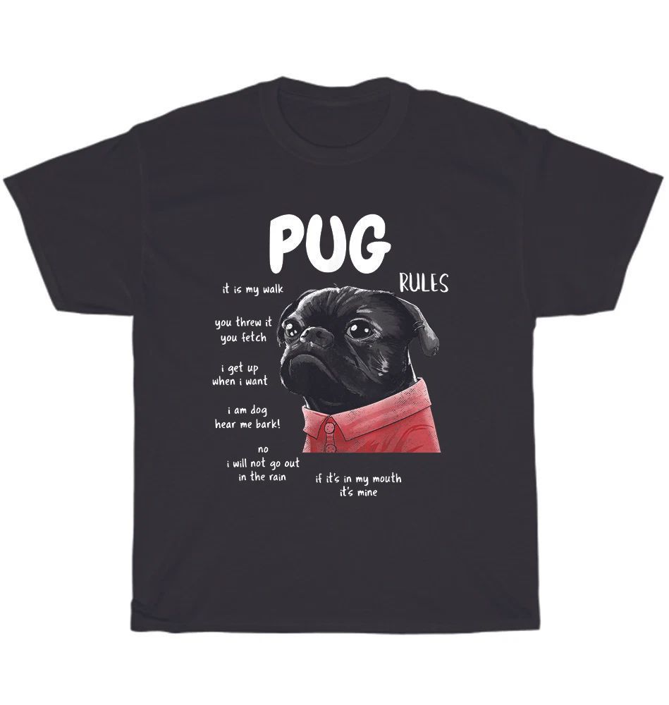 Cute Kawaii Funny Black Pug Dog Rules Dogs Pet Puppy Lover T-Shirt Unisex Gift Unisex T-shirt, Sweatshirt, Hoodie, Long Sleeve Tee - T-Shirt, Sweatshirt, Hoodie