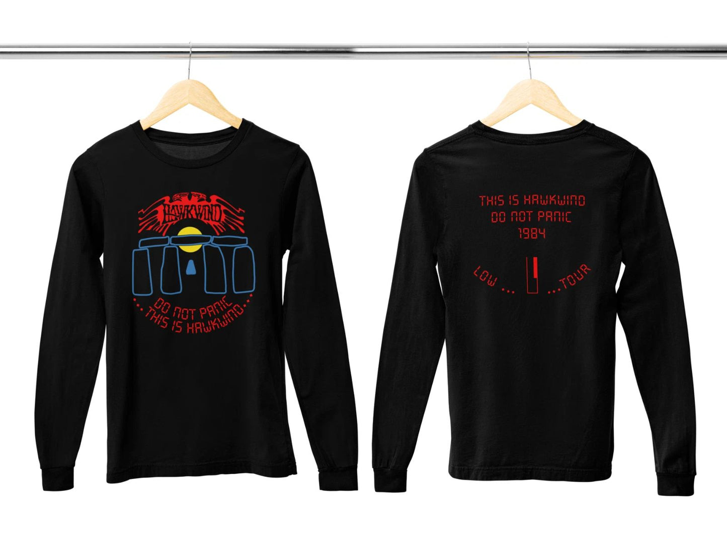 Hawkwind - Don't Panic Long Sleeve T-Shirt Unisex T-shirt, Sweatshirt, Hoodie, Long Sleeve Tee - T-Shirt, Sweatshirt, Hoodie