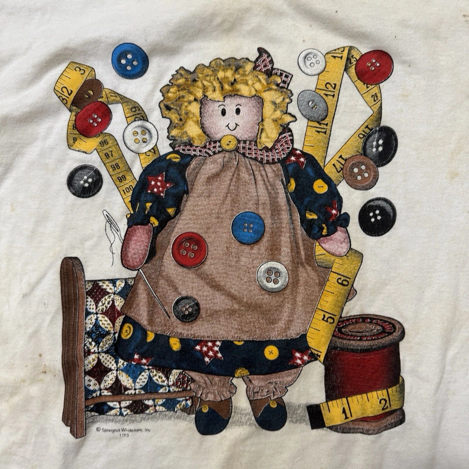 Vintage  Shirt Tee Adult Size L Knitting Sewing Springhill Doll Grunge Distress Unisex T-shirt, Sweatshirt, Hoodie, Long Sleeve Tee - T-Shirt, Sweatshirt, Hoodie
