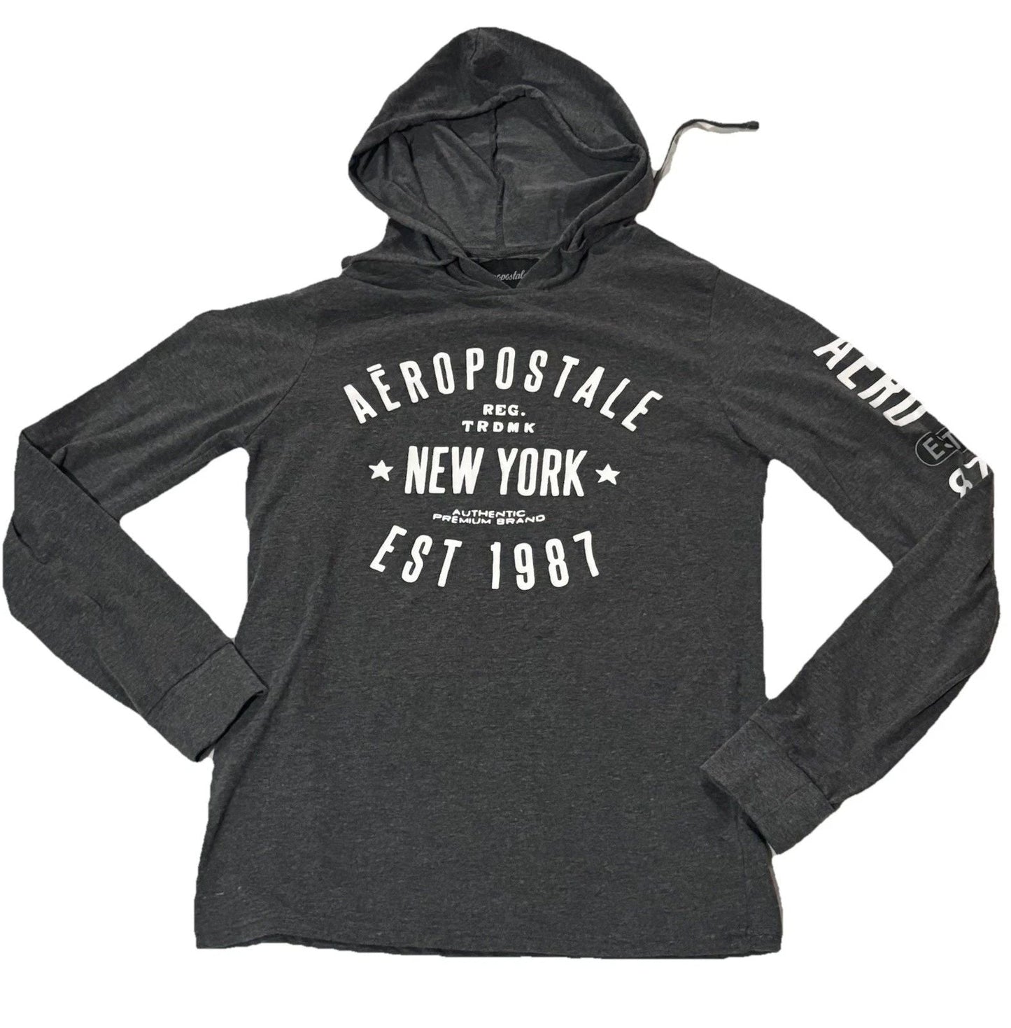 Aeropostale Y2K Graphic Hooded Long Sleeve Shirt SZ.S Unisex Trendy Stylish Unisex T-shirt, Sweatshirt, Hoodie, Long Sleeve Tee - T-Shirt, Sweatshirt, Hoodie