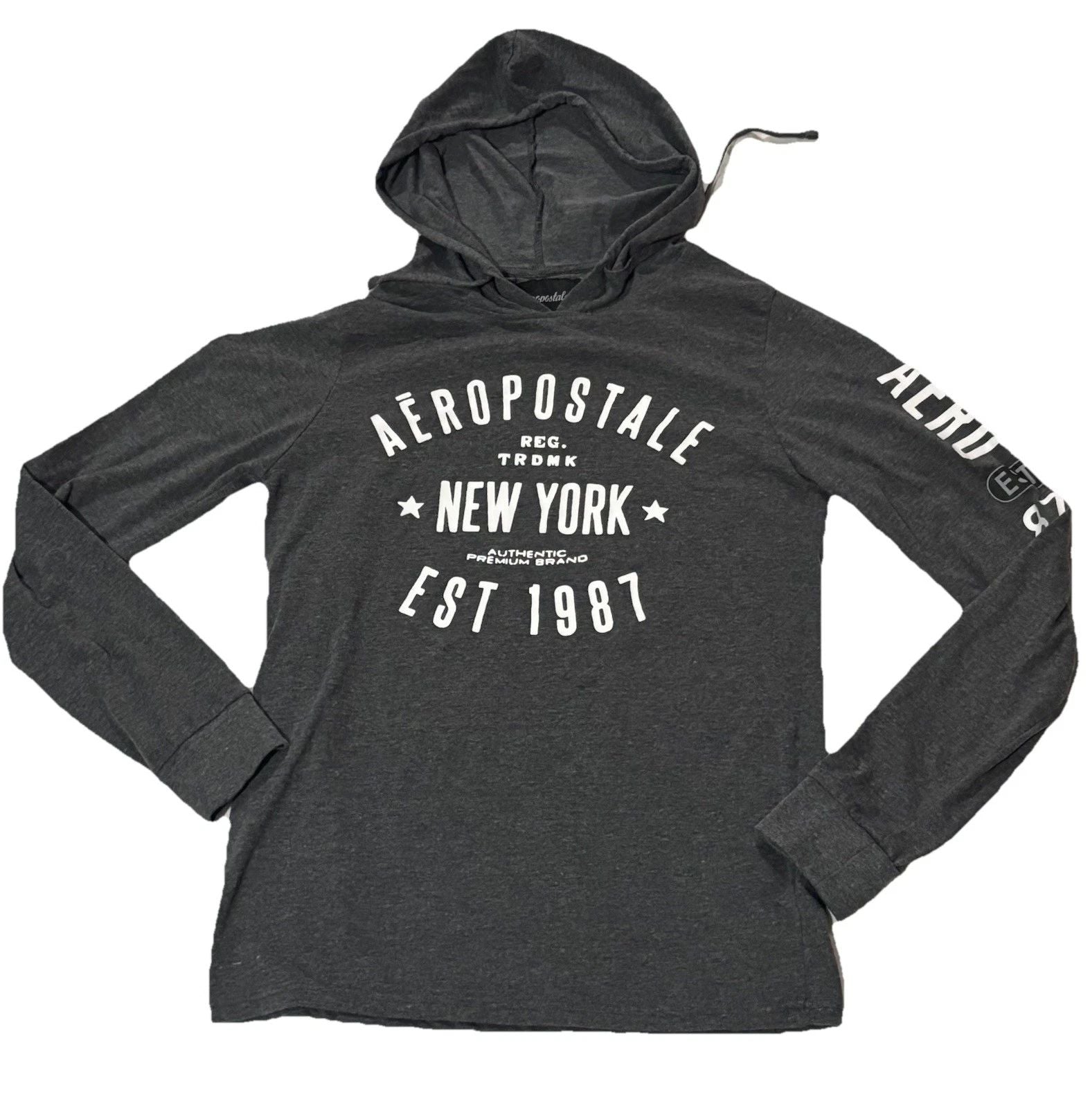 Aeropostale Y2K Graphic Hooded Long Sleeve Shirt SZ.S Unisex Trendy Stylish Unisex T-shirt, Sweatshirt, Hoodie, Long Sleeve Tee - T-Shirt, Sweatshirt, Hoodie