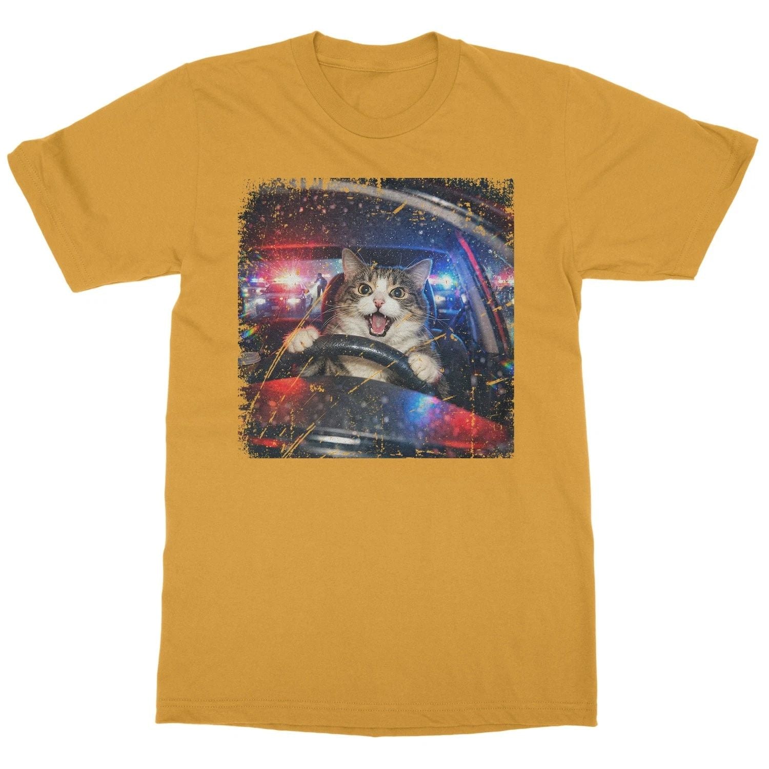 Cat Driving Car Police Chase Meme Funny Unisex T-Shirt Unisex T-shirt, Sweatshirt, Hoodie, Long Sleeve Tee - T-Shirt, Sweatshirt, Hoodie
