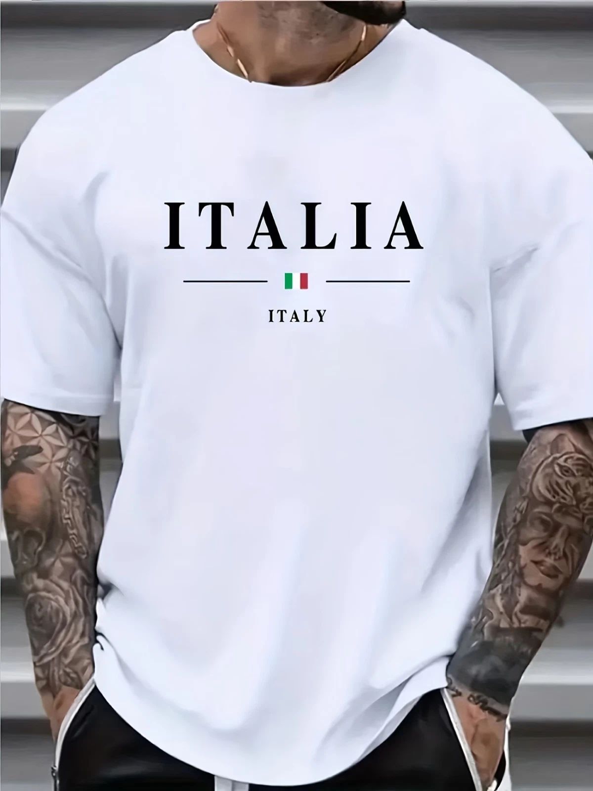 en's Italian Flag T-Shirt - Heavyweight 100% Cotton Crewneck Tee with ITALIA Gra Unisex T-shirt, Sweatshirt, Hoodie, Long Sleeve Tee - T-Shirt, Sweatshirt, Hoodie