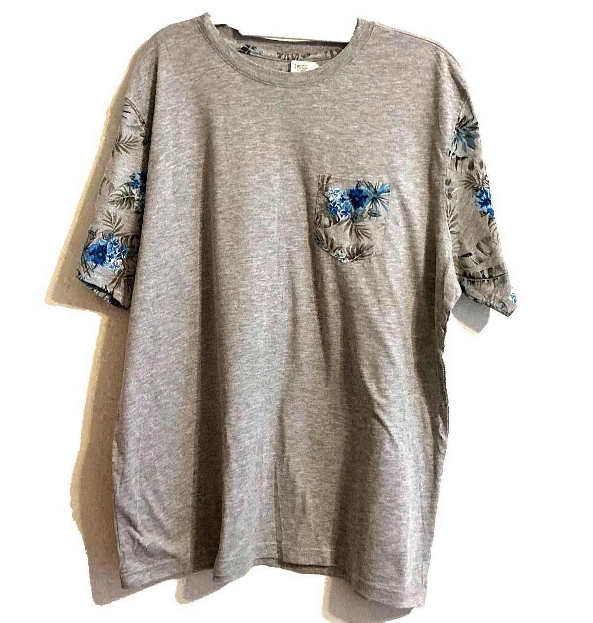 GEORGE Men's T-Shirt XL Gray Floral Pocket Short Sleeve Tropical Summer Beach Unisex T-shirt, Sweatshirt, Hoodie, Long Sleeve Tee - T-Shirt, Sweatshirt, Hoodie