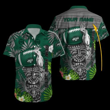 Personalized New York Jets Tiki Jungle Hawaiian Shirt Unisex T-shirt, Sweatshirt, Hoodie, Long Sleeve Tee - T-Shirt, Sweatshirt, Hoodie