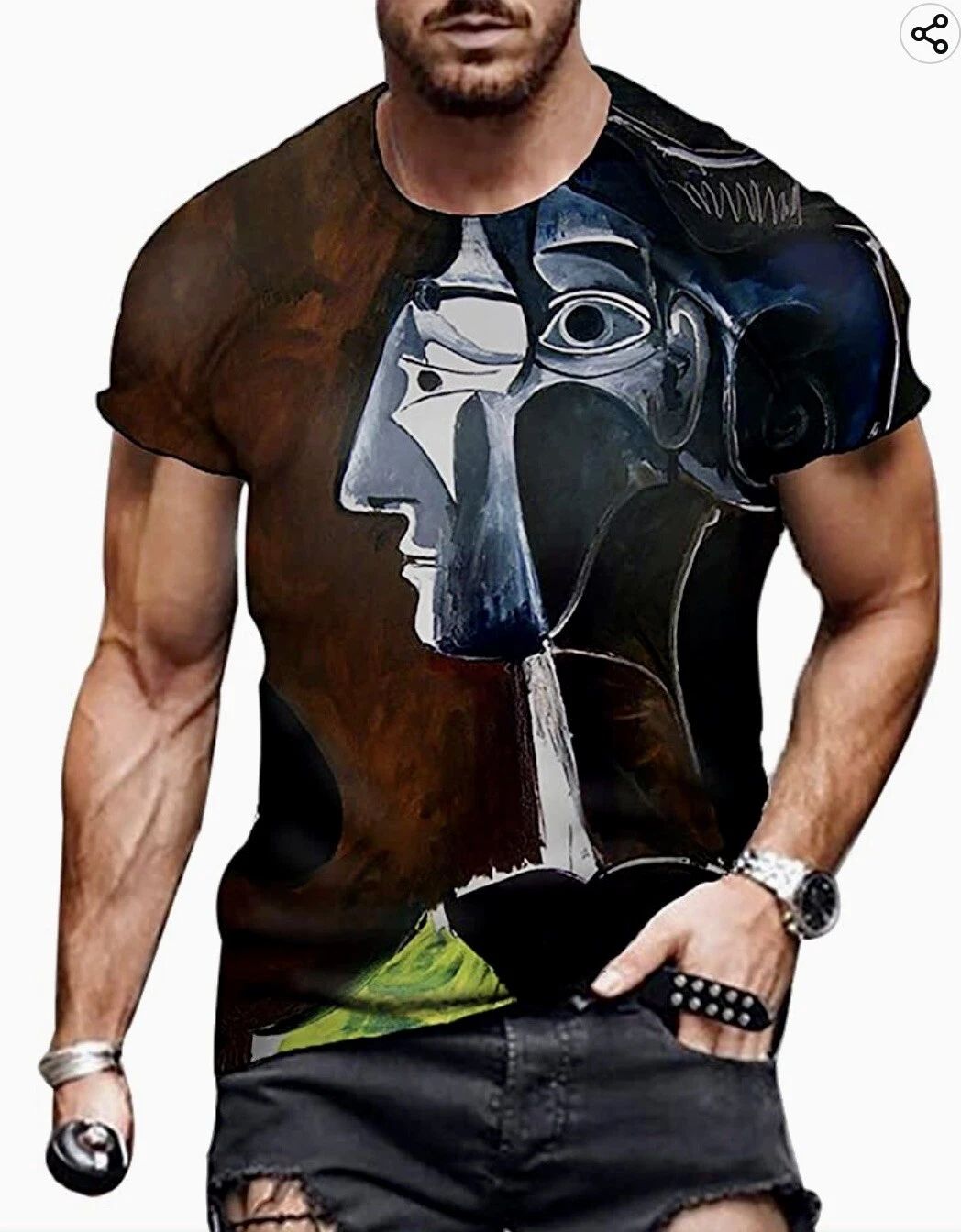 IWQBQ Mens Funky Casual Short Sleeve  Art T-shirt  Printed,Large Unisex T-shirt, Sweatshirt, Hoodie, Long Sleeve Tee - T-Shirt, Sweatshirt, Hoodie