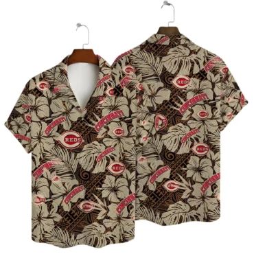 Cincinnati Reds Island Leaves Hawaiian Shirt Unisex T-shirt, Sweatshirt, Hoodie, Long Sleeve Tee - T-Shirt, Sweatshirt, Hoodie