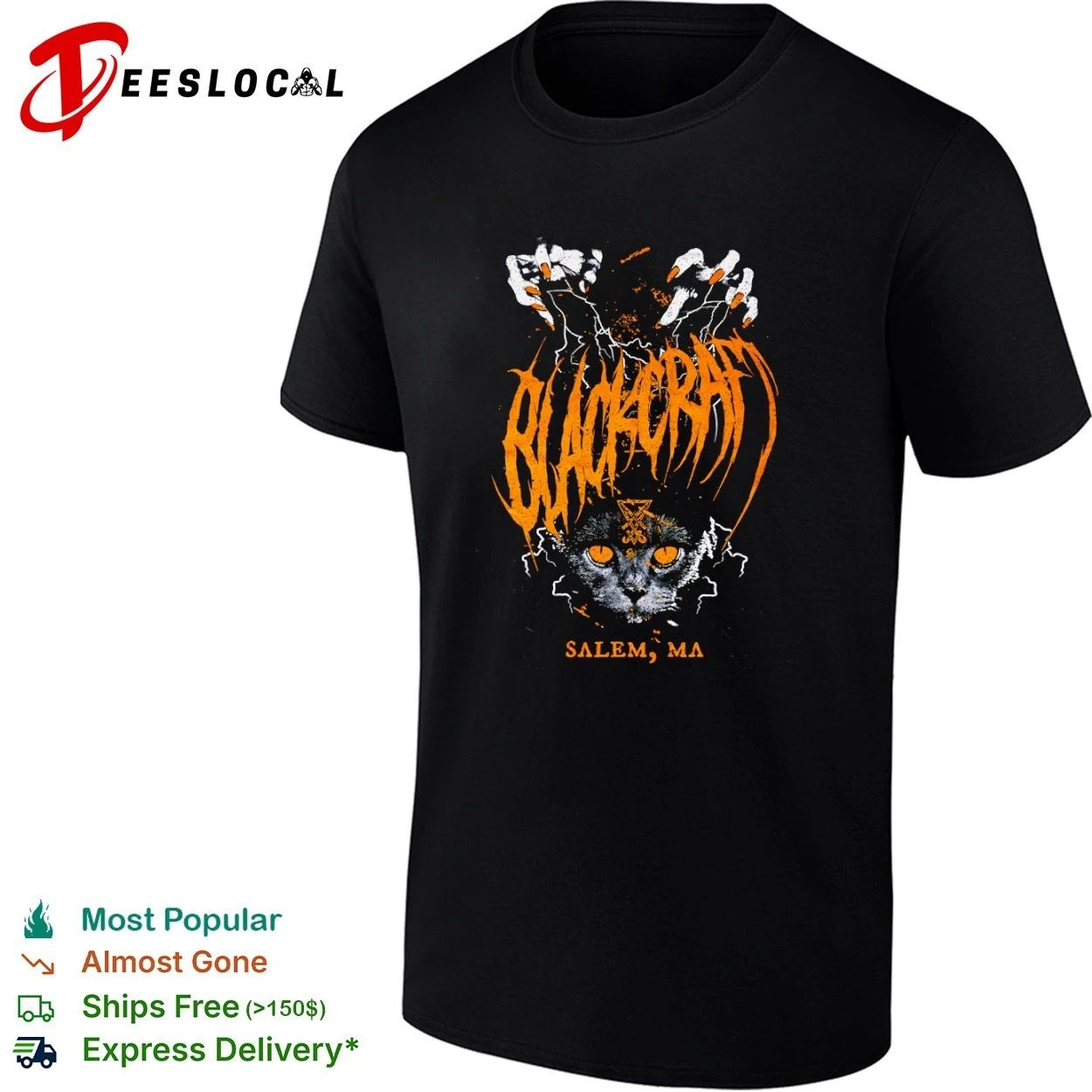 Blackcraft Salem MA Cat Gothic Apparel T-shirt Unisex T-shirt, Sweatshirt, Hoodie, Long Sleeve Tee - T-Shirt, Sweatshirt, Hoodie