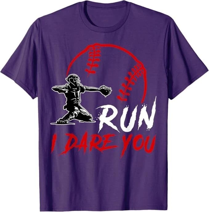 Run Steal I Dare You Humor Baseball Catcher Vintage T-Shirt Unisex T-shirt, Sweatshirt, Hoodie, Long Sleeve Tee - T-Shirt, Sweatshirt, Hoodie