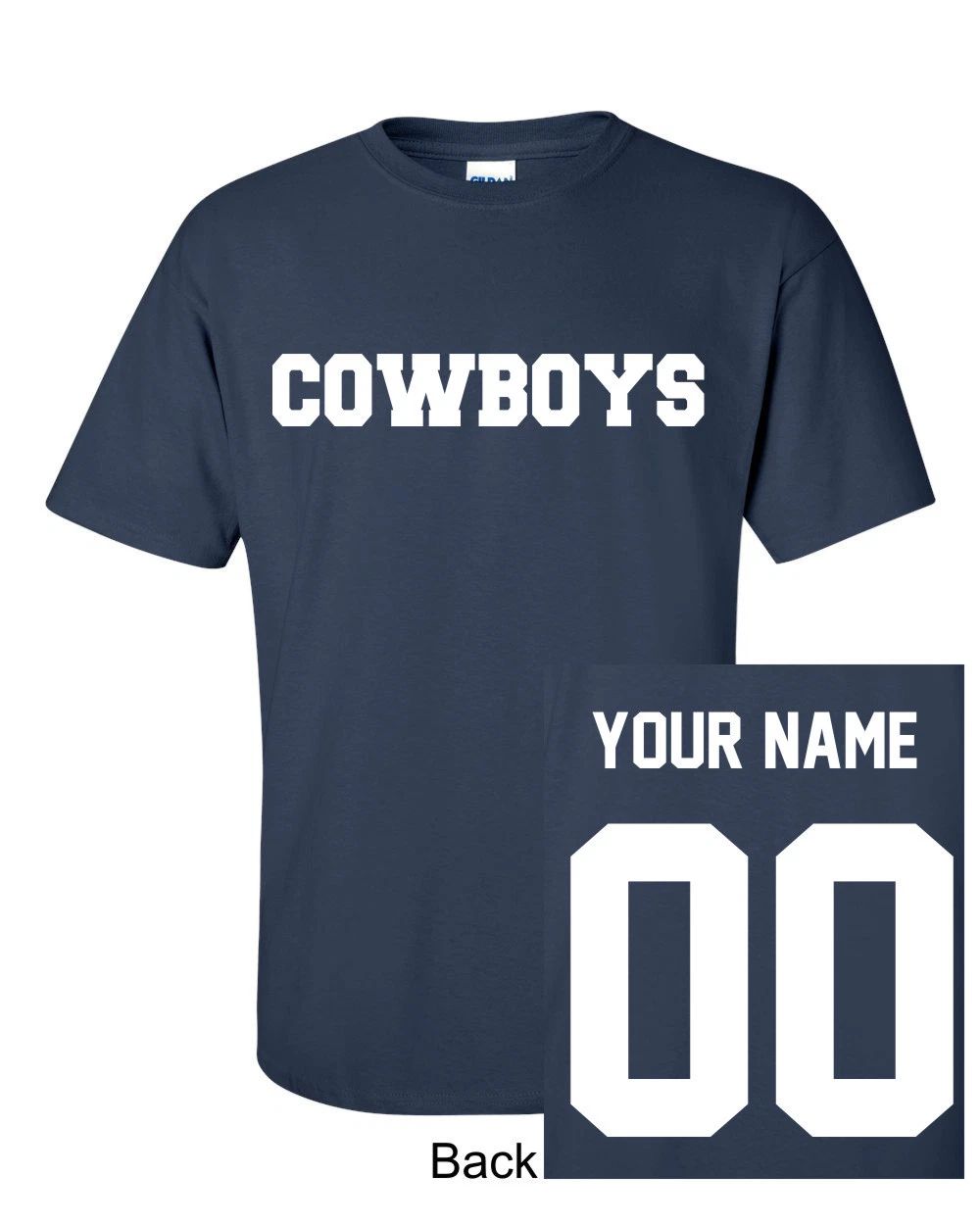 Cowboys CUSTOM Name & Number Navy T-Shirt Jersey PERSONALIZED Dallas Tee S-5XL Unisex T-shirt, Sweatshirt, Hoodie, Long Sleeve Tee - T-Shirt, Sweatshirt, Hoodie