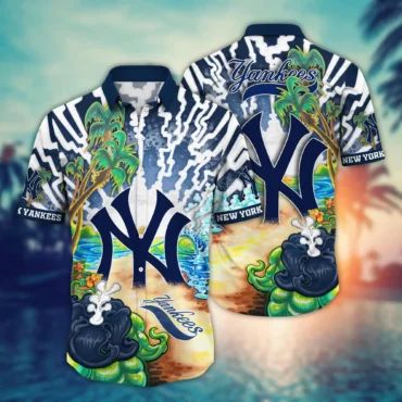 New York Yankees Ocean Sunset Hawaiian Shirt Unisex T-shirt, Sweatshirt, Hoodie, Long Sleeve Tee - T-Shirt, Sweatshirt, Hoodie