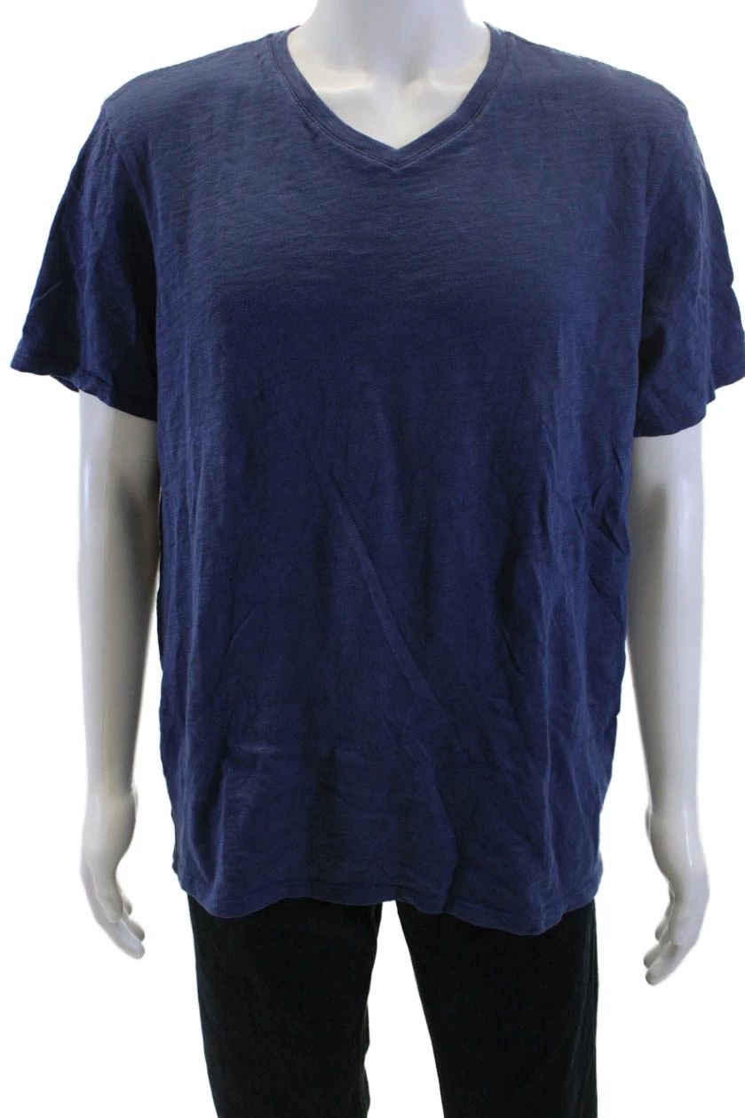 Vince Mens Dark Blue V-Neck Cotton Short Sleeve T-Shirt Size XL Unisex T-shirt, Sweatshirt, Hoodie, Long Sleeve Tee - T-Shirt, Sweatshirt, Hoodie