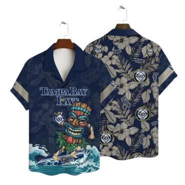 Tampa Bay Rays Surfer Tiki Hawaiian Shirt Unisex T-shirt, Sweatshirt, Hoodie, Long Sleeve Tee - T-Shirt, Sweatshirt, Hoodie