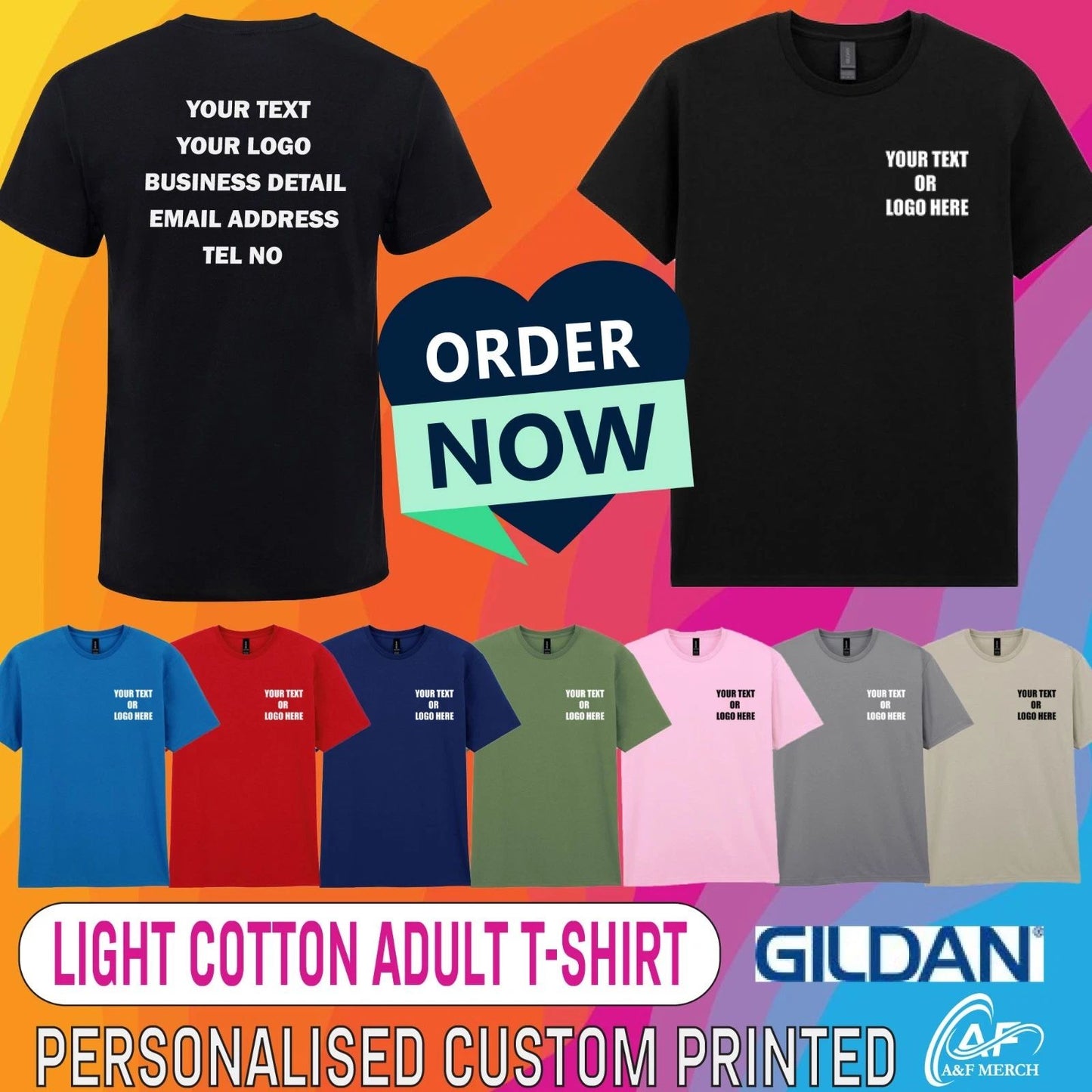 Personalised Custom Printed Gildan Light Cotton Adult T-Shirt Short Sleeve Unisex T-shirt, Sweatshirt, Hoodie, Long Sleeve Tee - T-Shirt, Sweatshirt, Hoodie