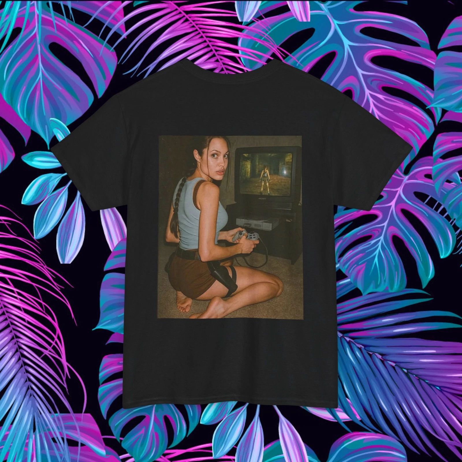 Tomb Raider Lara Croft Shirt, Retro Video Game Top, Unisex T-Shirt, PS1 Back Unisex T-shirt, Sweatshirt, Hoodie, Long Sleeve Tee - T-Shirt, Sweatshirt, Hoodie